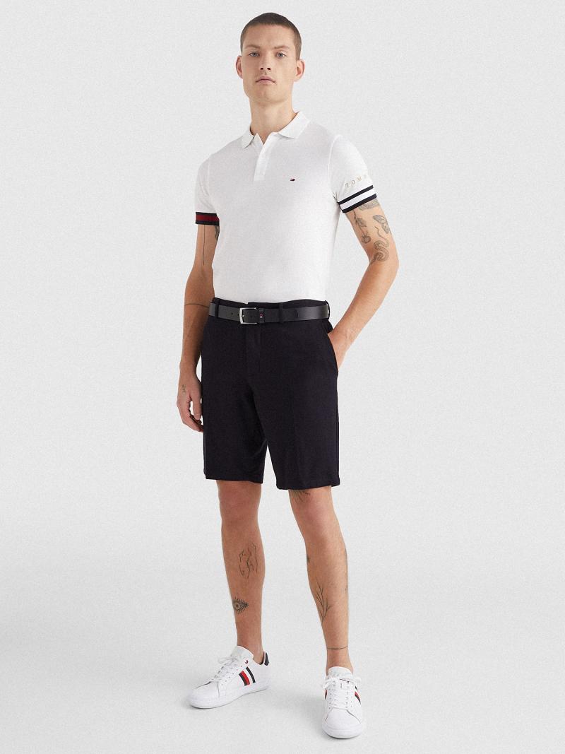 Férfi Tommy Hilfiger Icon slim fit flag cuff Polos Fehér | HU 1076EBC